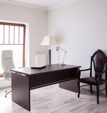 small room office den in light colors