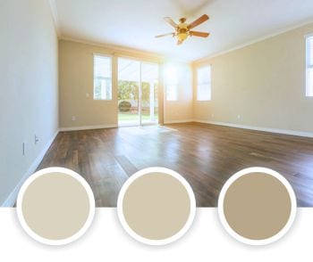large empty room with tan walls