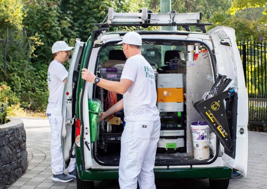 The Hemlock Painting team is properly equipped with everything needed for cleaning up and a quality inspection.