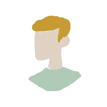Digital chalk drawing of a person with short golden hair and a teal shirt