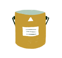 Digital chalk drawing of a golden can of paint