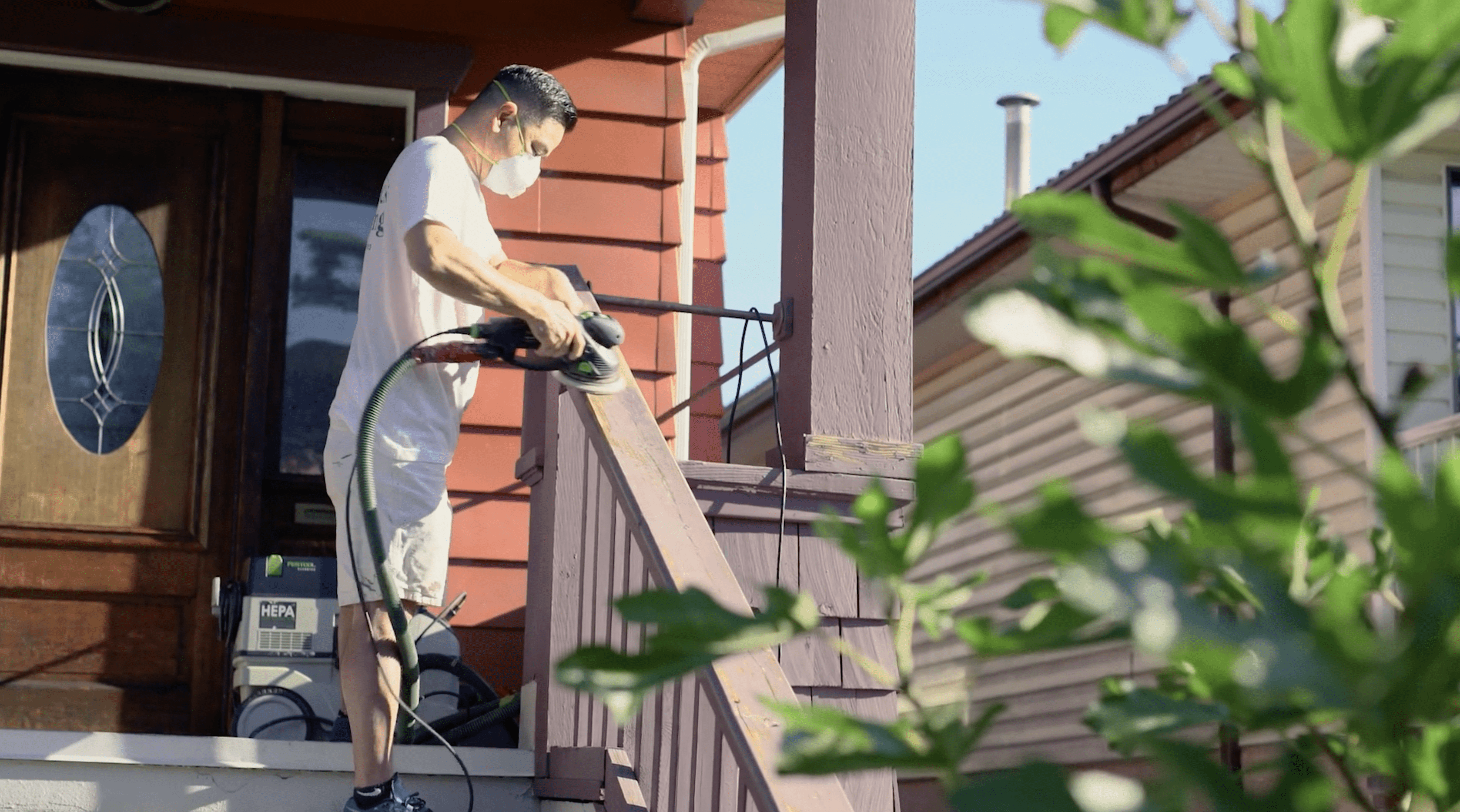 Exterior sanding and surface preparation for a durable paint finish