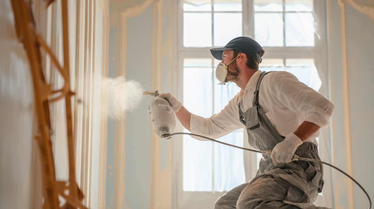 professional painter using a paint sprayer